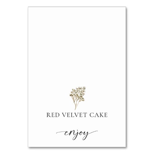 Boho Pampas Grass Tented Food Label Wedet Buffet Tischnummer (Vorderseite)