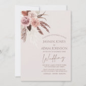 Boho Pampas Grass Terracotta Blumenzehen Einladung (Vorderseite)