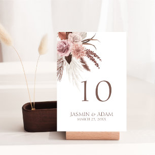 Boho Pampas Grass Terracotta Blumenzehen Tischnummer