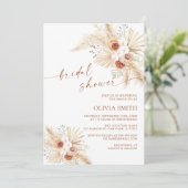 Boho Pampas Grass Terracotta Brautparty Einladung (Stehend Vorderseite)