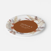 Boho Pampas Grass Terracotta Brautparty Pappteller (Schrägansicht)