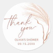 Boho Pampas Grass Terracotta Brautparty Runder Aufkleber (Vorderseite)