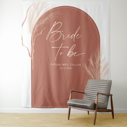 Boho Pampas Grass Terracotta Brautparty Wandteppich (Beispiel)