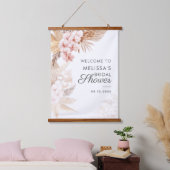 Boho Pampas Grass Terracotta Brautparty Willkommen Wandteppich Mit Holzrahmen (Schlafzimmer)