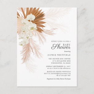 Boho Pampas Grass Terracotta Floral Baby Dusche Einladungspostkarte