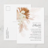 Boho Pampas Grass Terracotta Floral Baby Dusche Einladungspostkarte (Vorne/Hinten)
