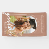 Boho Pampas Grass Terracotta Foto Abschluss Banner (Horizontal)