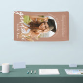 Boho Pampas Grass Terracotta Foto Abschluss Banner (Messe)