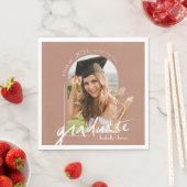 Boho Pampas Grass Terracotta Foto Abschluss Serviette (Beispiel)