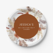 Boho Pampas Grass Terracotta Geburtstagsparty Pappteller (Vorderseite)