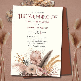 Boho Pampas Grass Terracotta Hochzeit Einladung
