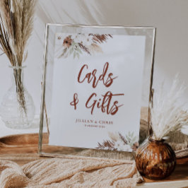 Boho Pampas Grass Terracotta Karten und Geschenkze Poster