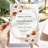 Boho Pampas Grass Terracotta Orange Floral Wedding Einladung