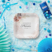 Boho Pampas Grass Terracotta Script Brautparty Pappteller (Party)