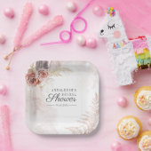 Boho Pampas Grass Terracotta Script Brautparty Pappteller (Party)