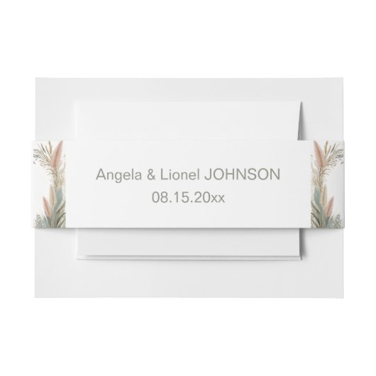 Boho Pampas Grass Terracotta Wedding Einladungsbanderole (Vorderseite Beispiel)