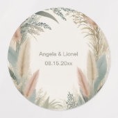 Boho Pampas Grass Terracotta Wedding Etiketten (Design 1)