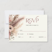 Boho Pampas Grass Terracotta Wedding RSVP Card (Vorderseite)