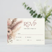 Boho Pampas Grass Terracotta Wedding RSVP Card Karte (Stehend Vorderseite)