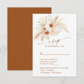 Boho Pampas Grass Terracotta Wedding RSVP Karte (Vorne/Hinten)