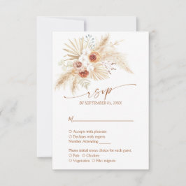 Boho Pampas Grass Terracotta Wedding RSVP Karte