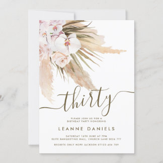 Boho Pampas Grass Thirtieth Birthday Party Einladung