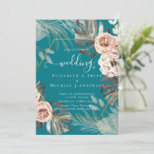 BOHO PAMPAS GRASS TROPICAL Wedding Einladung (Stehend Vorderseite)