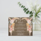 Boho Pampas Grass Twinkle Lights Rustikale Details Einladung (Stehend Vorderseite)