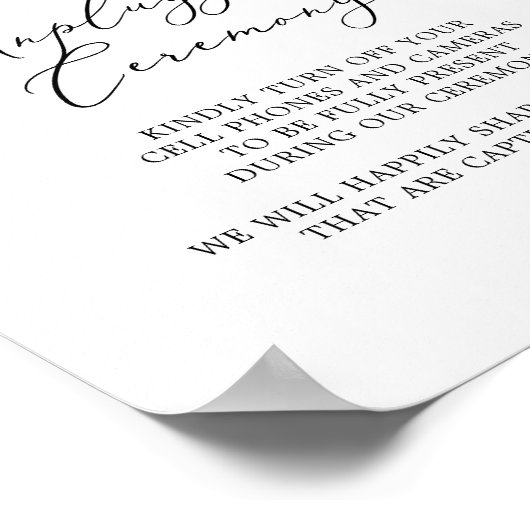 Boho Pampas Grass Unplugged Zeremony Sign Poster (Ecke)