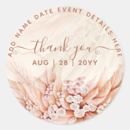 Boho Pampas Grass Vielen Dank für die Unterstützun Runder Aufkleber