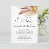 Boho Pampas Grass Virtual Baby Dusche Einladung (Stehend Vorderseite)
