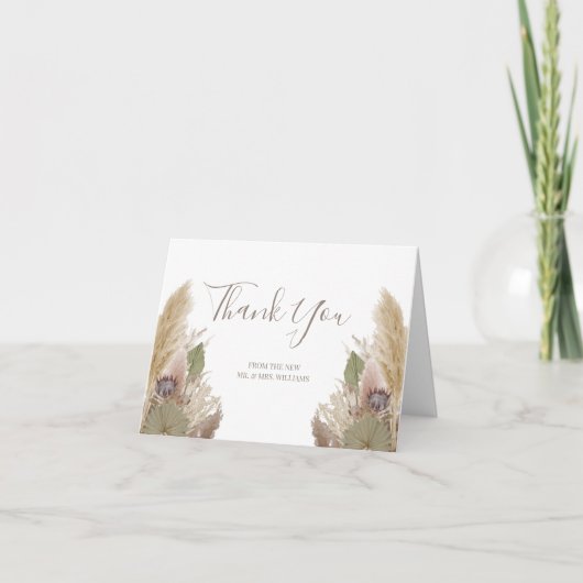 BOHO PAMPAS GRASS WATERCOLOR DANKE CARD (Vorderseite)