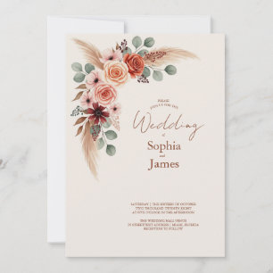 Boho Pampas Grass Watercolor Einladung zur Hochzei