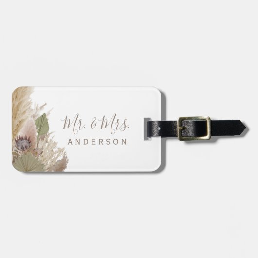 BOHO PAMPAS GRASS WATERCOLOR GEPÄCKANHÄNGER (Vorderseite horizontal)