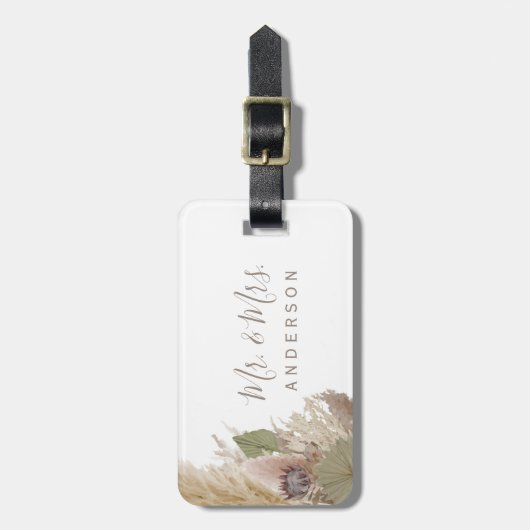 BOHO PAMPAS GRASS WATERCOLOR GEPÄCKANHÄNGER (Vorderseite vertikal)