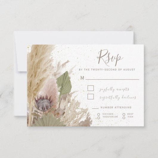 BOHO PAMPAS GRASS WATERCOLOR RSVP CARD KARTE (Vorderseite)