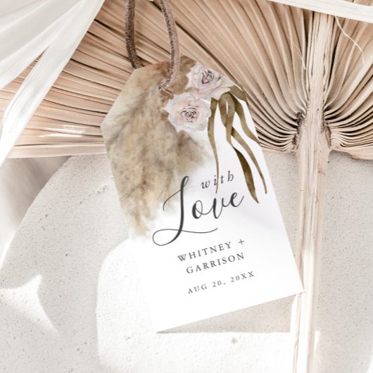 Boho Pampas Grass Watercolor Wedding Geschenkanhänger