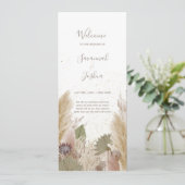 BOHO PAMPAS GRASS WATERCOLOR WEDDING PROGRAMM (Stehend Vorderseite)