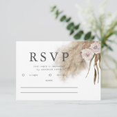 Boho Pampas Grass Watercolor Wedding RSVP Karte (Stehend Vorderseite)