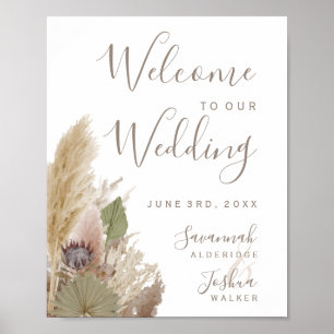 BOHO PAMPAS GRASS WATERCOLOR WELCOME SIGN POSTER