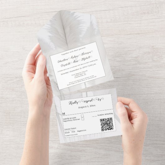 Boho Pampas Grass Wedding All In One Einladung (Abreißen)