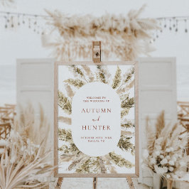 Boho Pampas Grass Wedding Begrüßungszeichen Poster