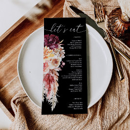 Boho Pampas Grass Wedding Brautparty Menu Menükarte