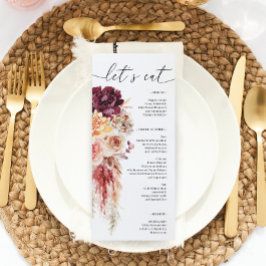 Boho Pampas Grass Wedding Brautparty Menu Menükarte
