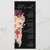 Boho Pampas Grass Wedding Brautparty Menu Menükarte (Vorderseite)