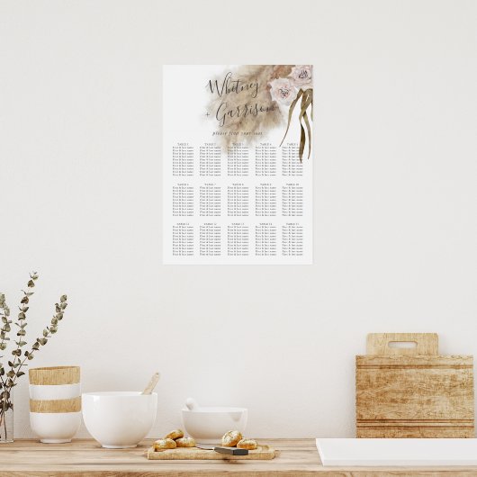 Boho Pampas Grass Wedding Chart Poster (Küche)