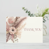 Boho Pampas Grass Wedding Dankeschön Karte (Stehend Vorderseite)