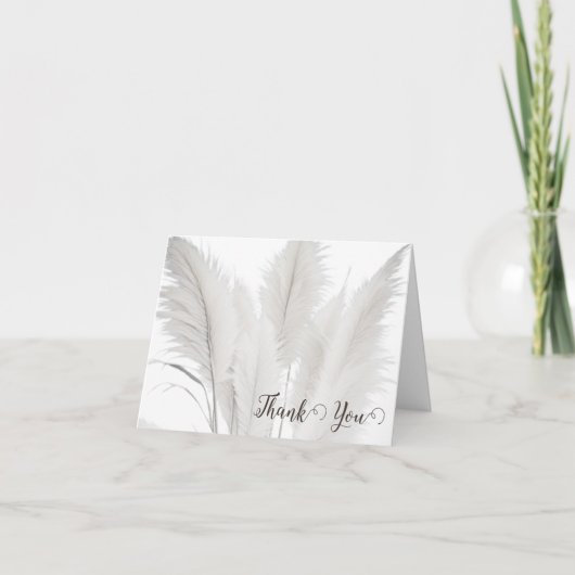 Boho Pampas Grass Wedding Dankeskarte (Vorderseite)
