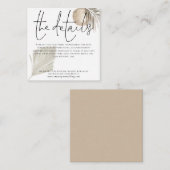 Boho Pampas Grass Wedding Details Begleitkarte (Vorne/Hinten)