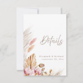 Boho Pampas Grass Wedding Details Card Einladung (Vorderseite)